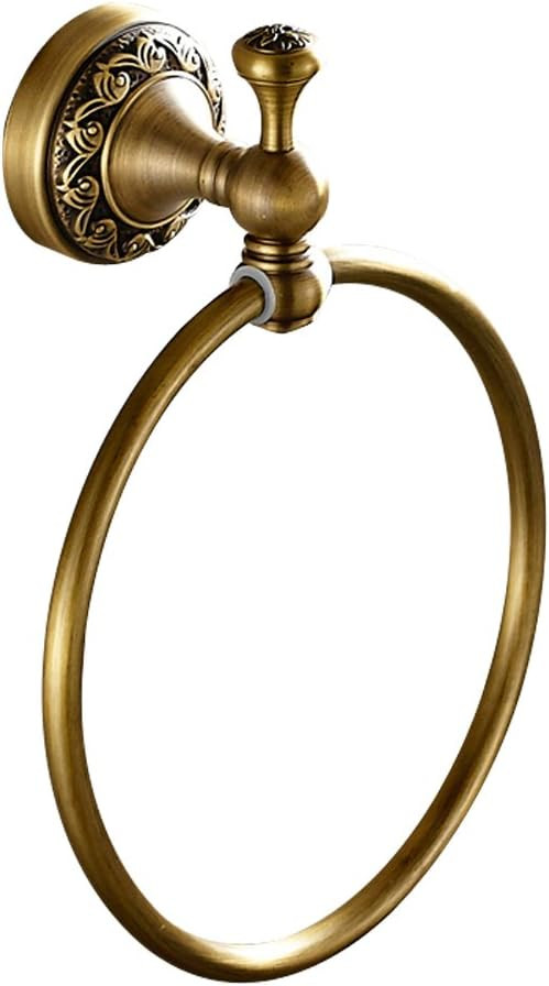Leyden Brass Towel Ring, Antique Retro Round Towel Holder, Wall Mounted Bath Hand Towel Rack Rail Bathroom Hardware Classical Ancient Wave Pattern Base | Amazon (US)