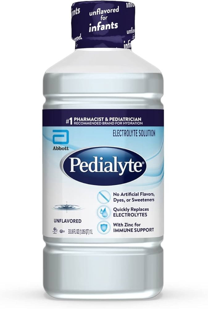 Pedialyte Electrolyte Solution, Unflavored, Hydration Drink, 33.8 Fl Oz. (Pack of 4) | Amazon (US)