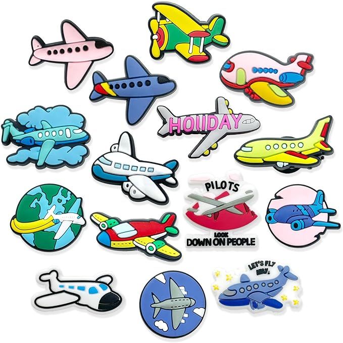 20Pcs Airplane Shoe Charms for Clogs Sandals Bracelet Wristband Slippers Water Shoes, Aircraft He... | Amazon (US)