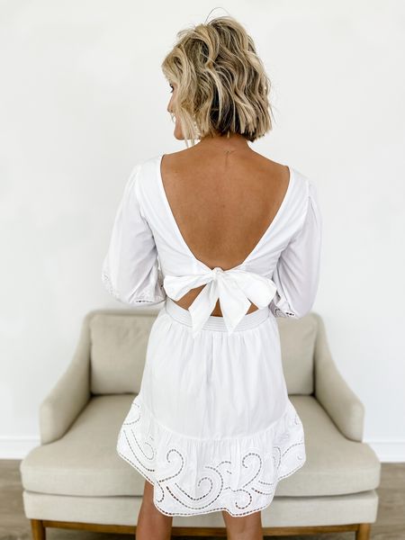 This white dress has the cutest bow detail on the back! Loverly Grey wears an XS and it’s on sale! Linking her favorite backless bra too 

#LTKstyletip #LTKsalealert #LTKFind