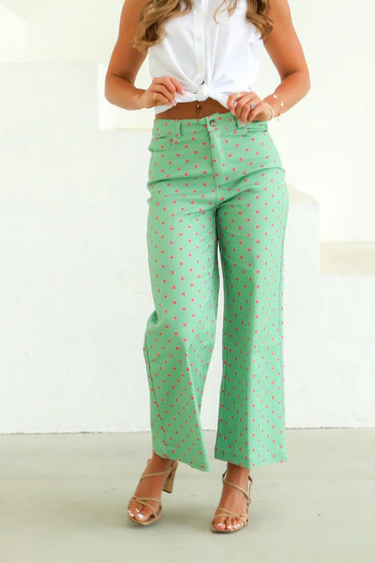 Mollie Matcha Cropped Wide Leg Pant | The Willow Tree