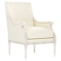 Juliette Heathered Ivory Crypton Vintage White Bergere Chair | Kathy Kuo Home