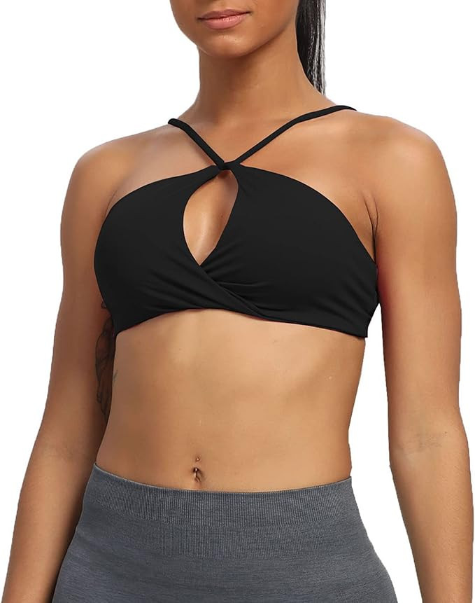 Aoxjox Women's Workout Sports Bras Fitness Backless Padded Ariel Halter Bra Yoga Crop Tank Top (B... | Amazon (US)