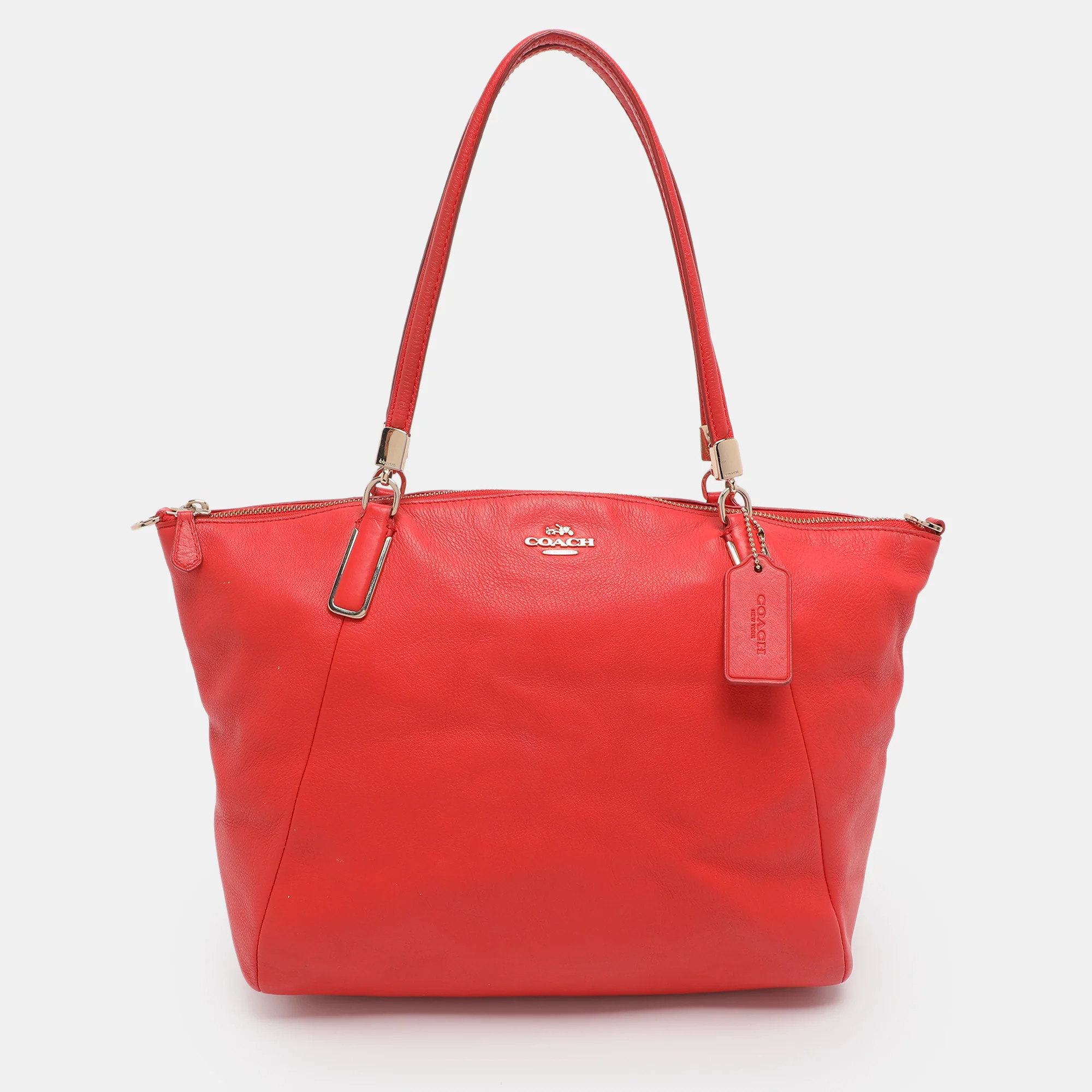 Coach Red Leather Kelsey Tote | Shop Simon