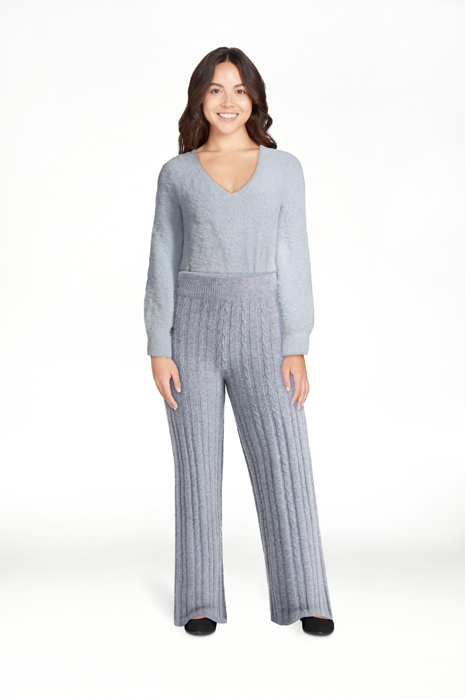 No Boundaries Cable Knit Sweater Wide Leg Pants, 30'' Inseam, Women's - Walmart.com | Walmart (US)