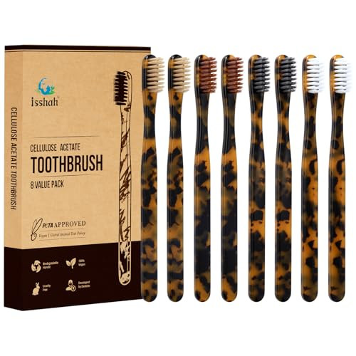Biodegradable Eco-Friendly Cellulose Acetate Toothbrushes - 8 Count | Amazon (US)