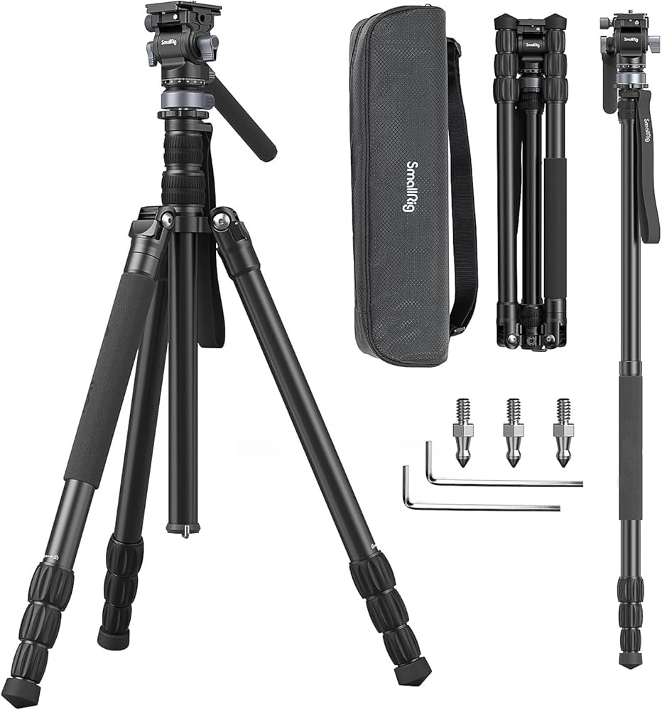 SmallRig CT190 Professional Video Tripod, 72" Camera Tripod with Leveling Base, Monopod Conversio... | Amazon (US)
