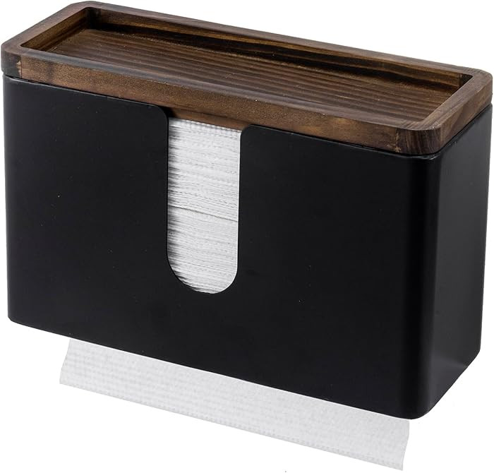 MyGift Decorative Wood Paper Towel Holder with Shelf - Wall Mounted Bathroom Napkin Dispenser | Amazon (US)