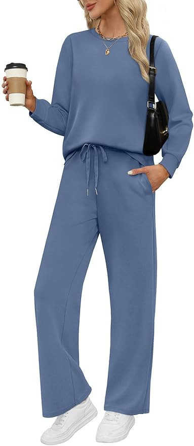 WIHOLL Lounge Sets for Women 2 Piece Travel Vacation Outfits Fall Sweatsuit Tracksuit | Amazon (US)