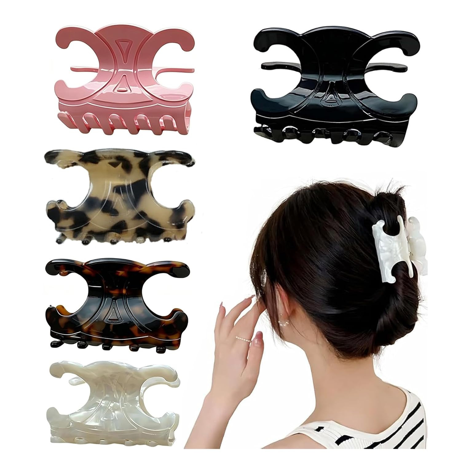 5 PCS Premium Durable Acetate Butterfly Hair Clips, Medium Size Hair Claw Clips with Secure Hold,... | Amazon (US)