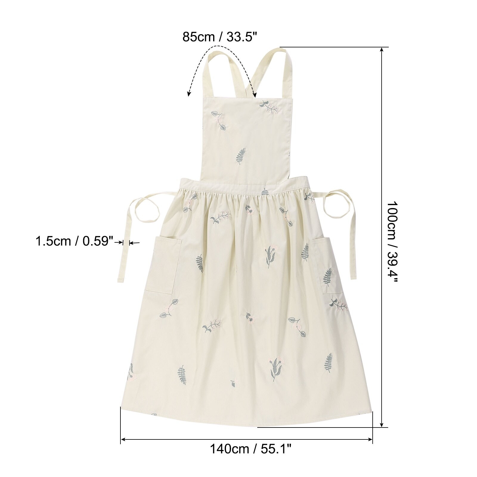 Cotton Aprons, 100 x 140cm Adjustable Bib Kitchen Apron with Pockets - 100 x 140cm | Bed Bath & Beyond