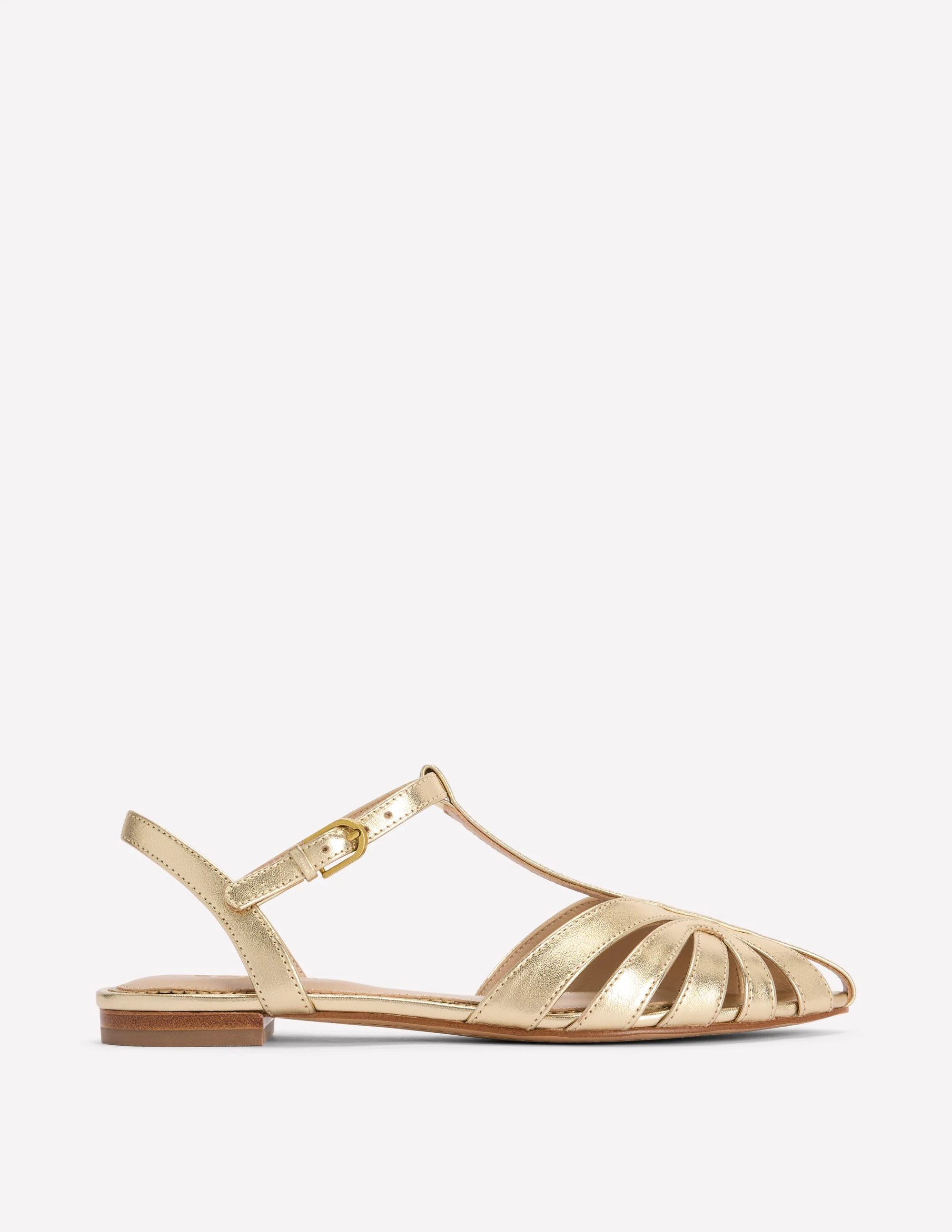 Caged Flat Sandal-Gold | Boden (US)