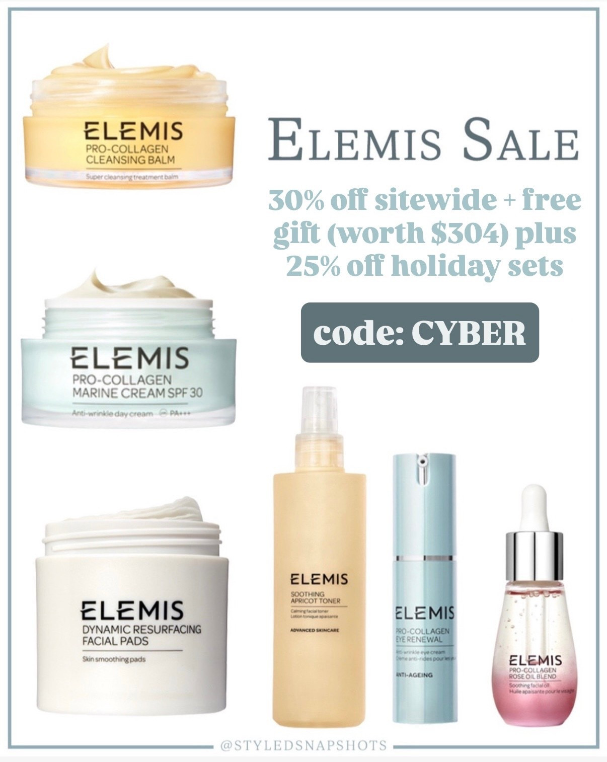 30% off Elemis plus free gift with code CYBER 