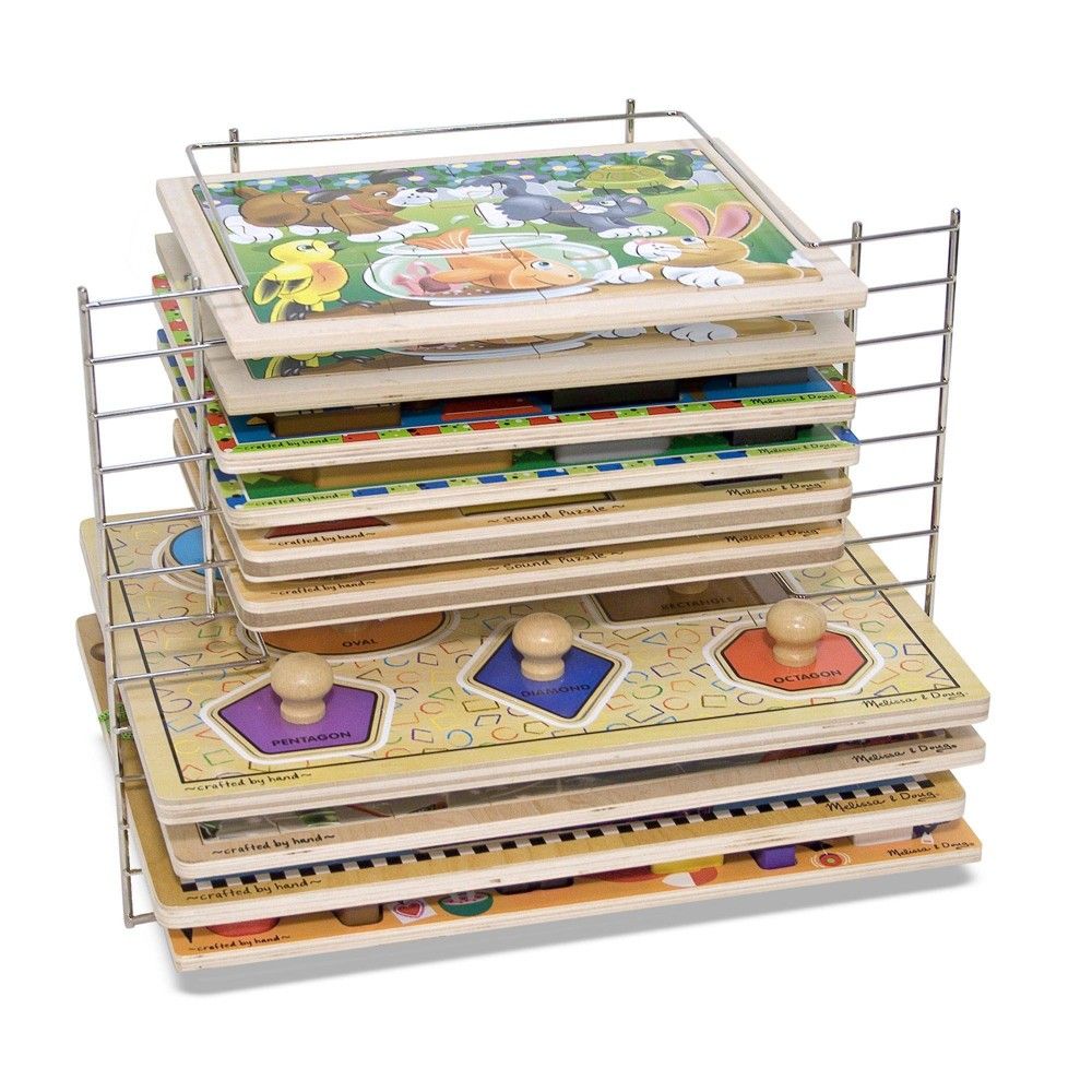 Melissa & Doug Deluxe Metal Wire Puzzle Storage Rack for 12 Small and Large Puzzles | Target
