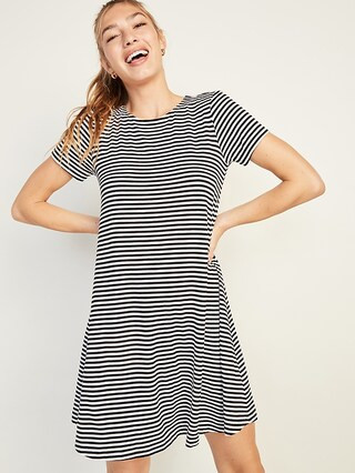 Jersey-Knit Short-Sleeve Swing Dress for Women | Old Navy (US)