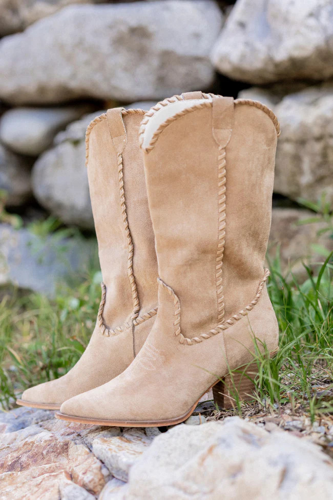 Tilley Almond Whipstitch Cowboy Boots | Pink Lily