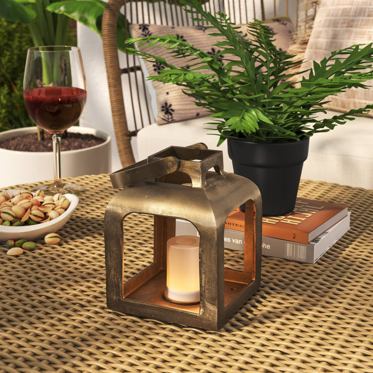 Pillar Cast Aluminum Lantern Candle Holders Gold - Threshold™ | Target