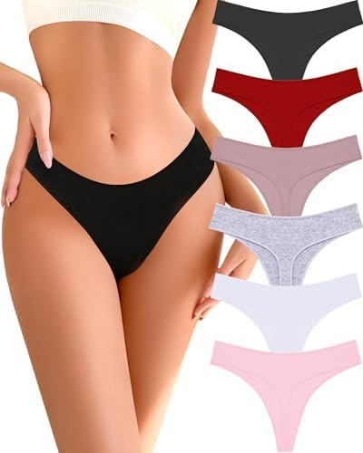 Cotton Underwear for Women Pack Breathable Thongs for Women Sexy Stretch Soft Womens Panties Thon... | Amazon (US)