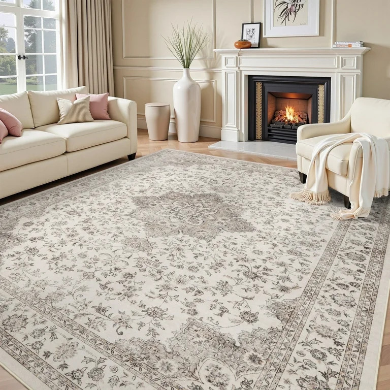 SIXHOME 5x7 Feet Washable Non-Slip Area Rug - Traditional Distressed Vintage Brown Rug with Retro... | Walmart (US)