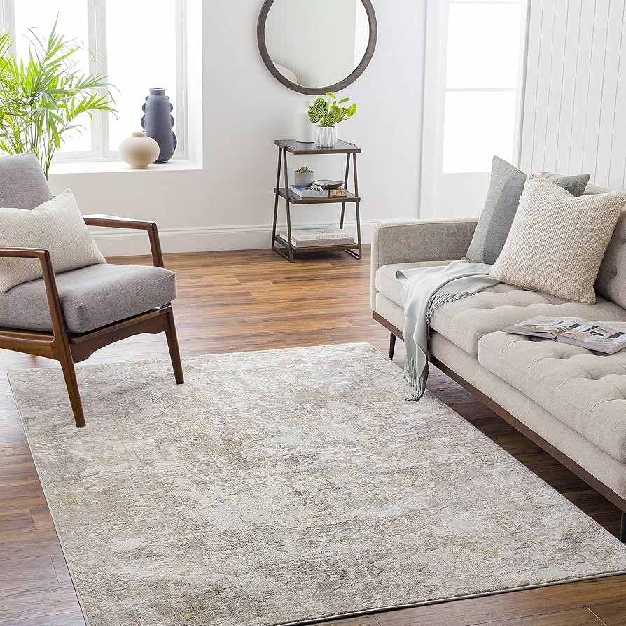 Mark&Day Area Rugs, 9x12 Ewoldt Modern Ivory Marble Area Rug, Ivory Beige Blue Carpet for Living ... | Amazon (US)