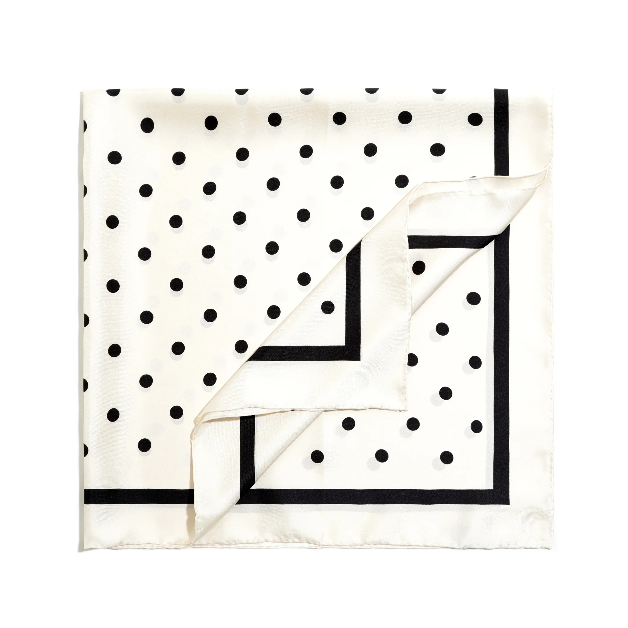 Women's silk Square scarf black and off-white Polka dot 100% silk handmade 35" 89cm | Walmart (US)