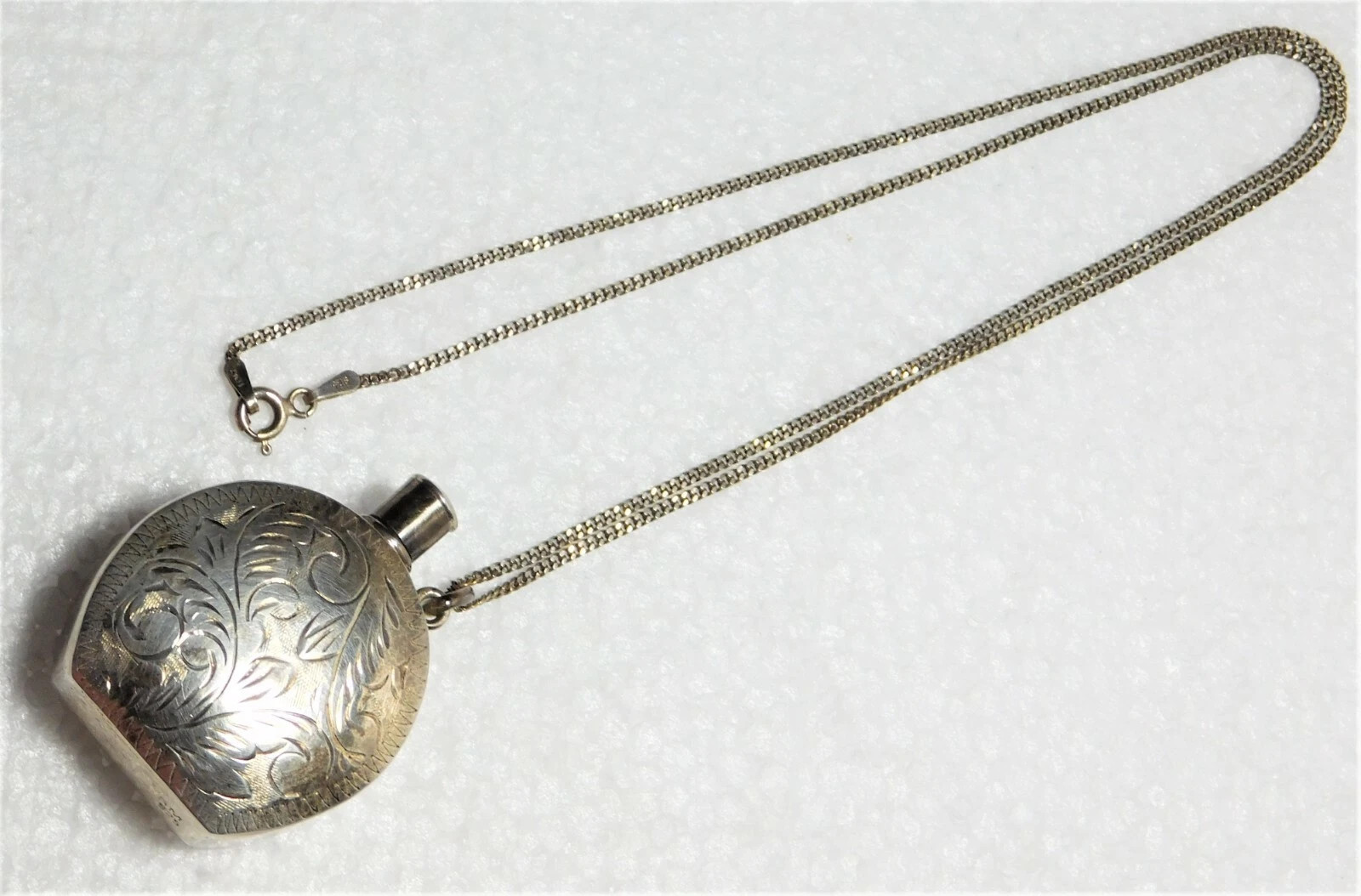 Antique/vintage sterling silver perfume bottle flask necklace | eBay US