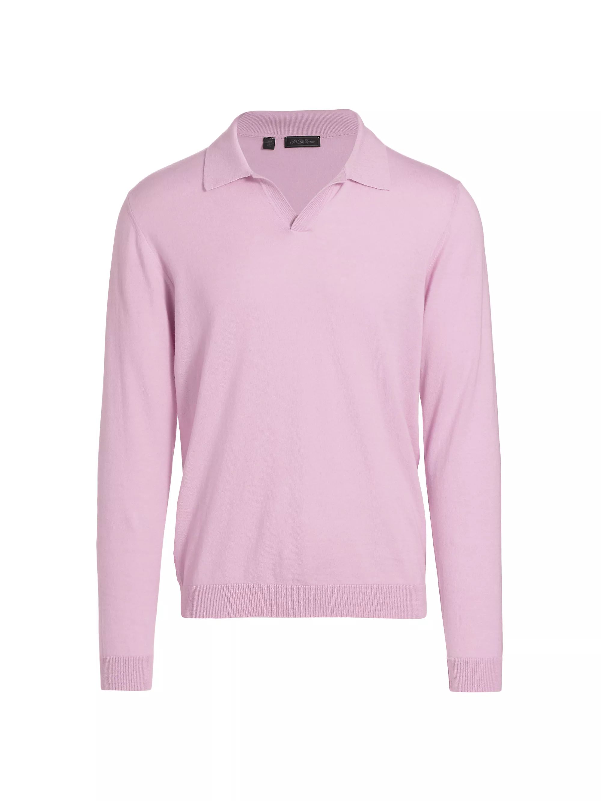 Shop Saks Fifth Avenue COLLECTION Cotton-Blend Long-Sleeve Polo Shirt | Saks Fifth Avenue | Saks Fifth Avenue
