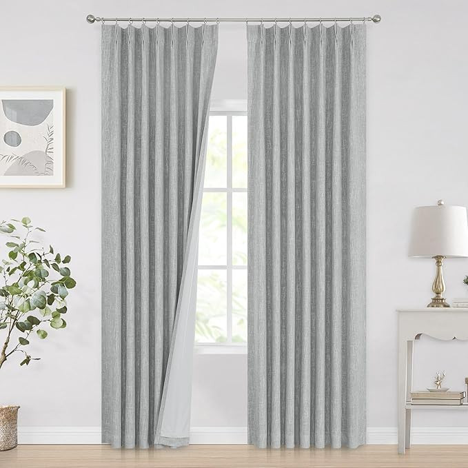 Vision Home Silver Grey Pinch Pleated Full Blackout Curtains Room Darkening Window Curtains 95 in... | Amazon (US)