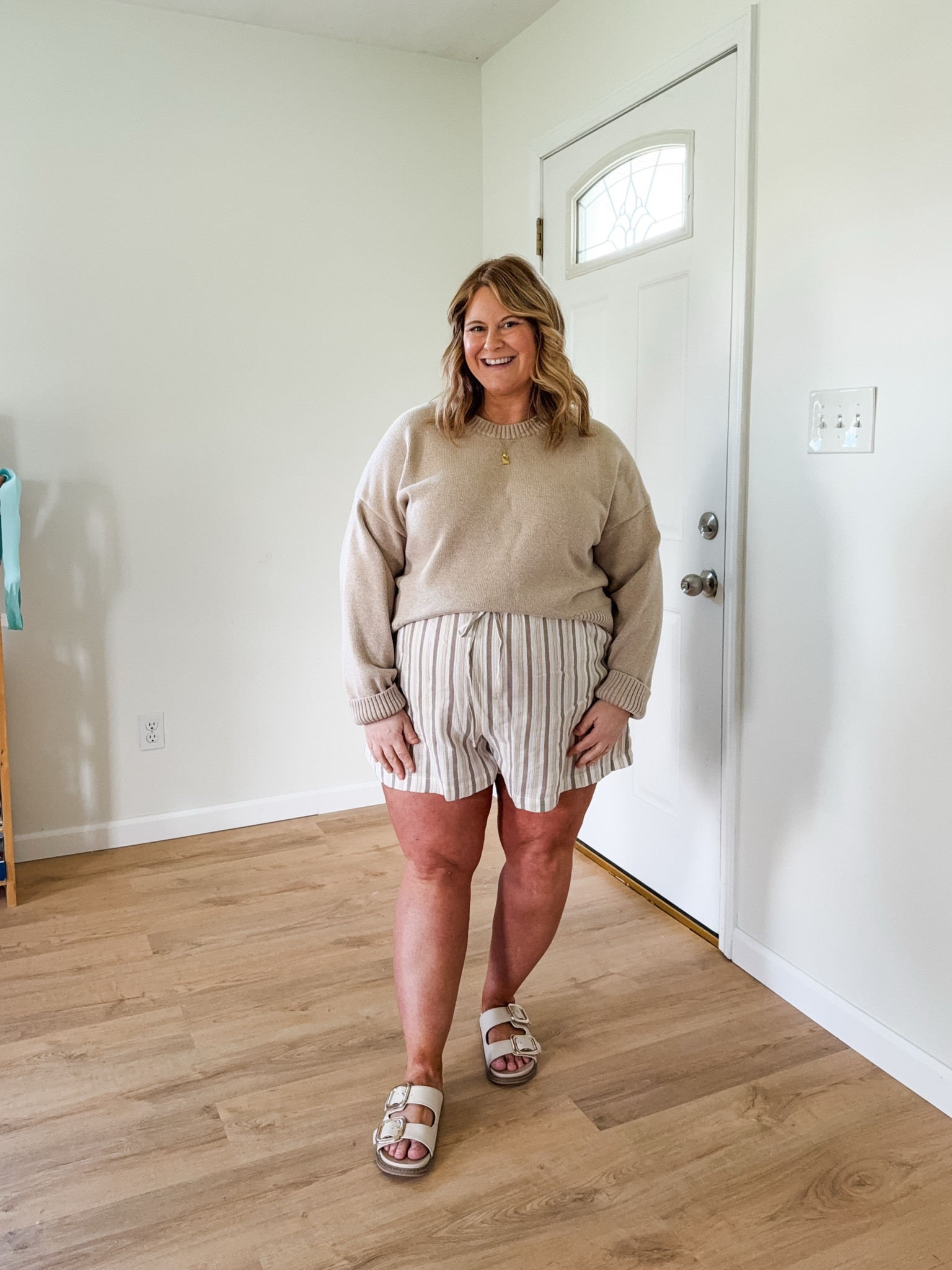 Wearing an XL in my quince sweater and an XL in my shorts

#LTKootd #LTKMidsize #LTKBump