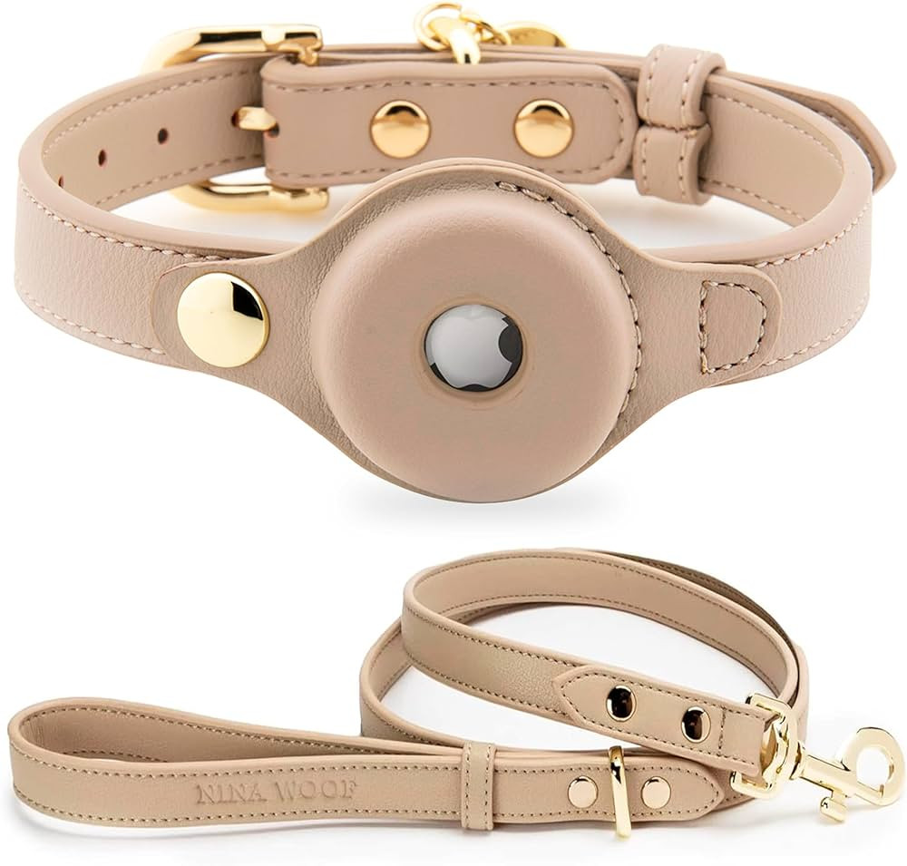 Cupertino Dog Collar and Leash Bundle (Small) - Vegan Leather Dog Collar Compatible with Airtag 2... | Amazon (US)