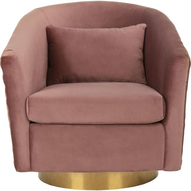 Safavieh | Clara Quilted Swivel Tub Chair, Dusty Rose (Pink) | Maisonette | Maisonette