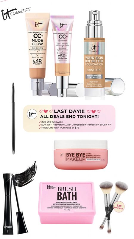 It Cosmetics 25% off until midnight
#itcosmetics #makeup 
#beauty #sale


#LTKFind #LTKbeauty #LTKunder50