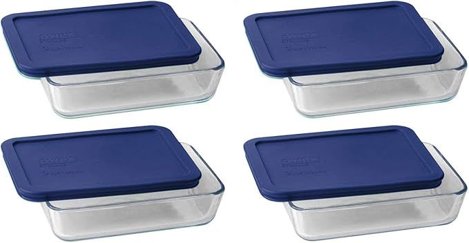 Pyrex 3 Cup Storage Plus Rectangular Dish With Plastic Cover (4) | Amazon (US)