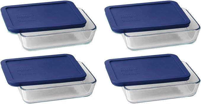 Pyrex 3 Cup Storage Plus Rectangular Dish With Plastic Cover (4) | Amazon (US)