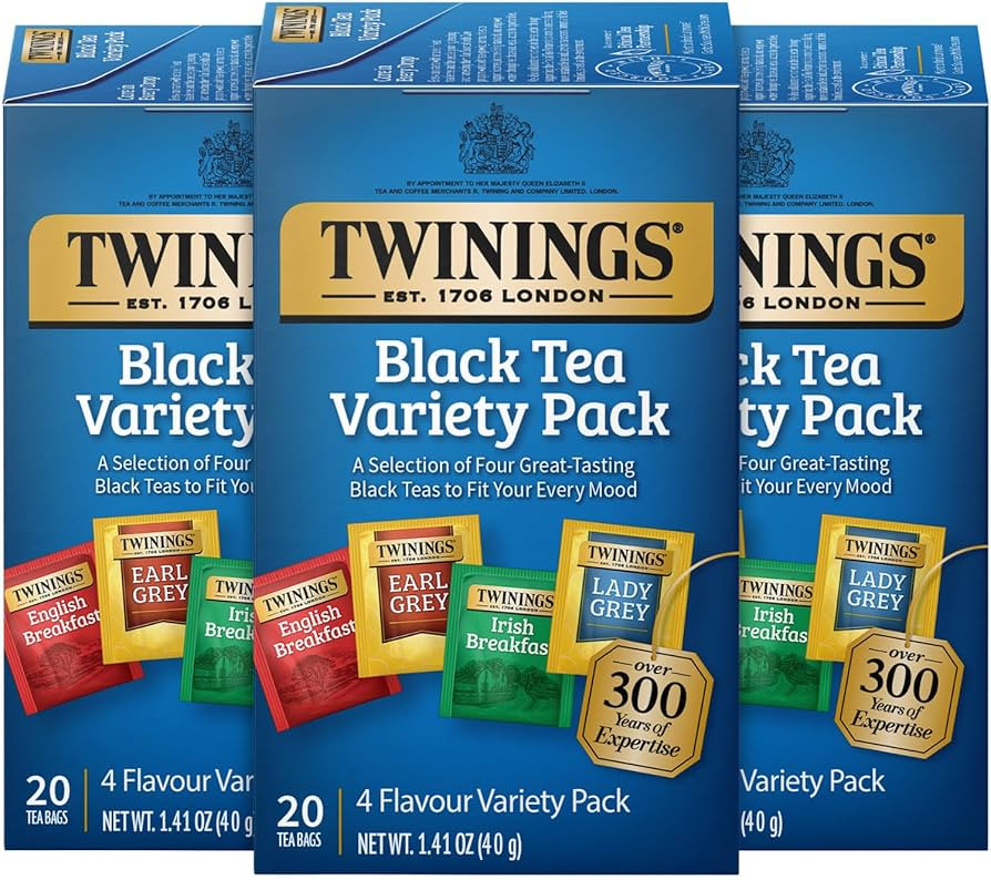 Twinings Black Tea Variety Pack with Earl Grey Tea, English Breakfast Tea, Irish Breakfast Tea, a... | Amazon (US)