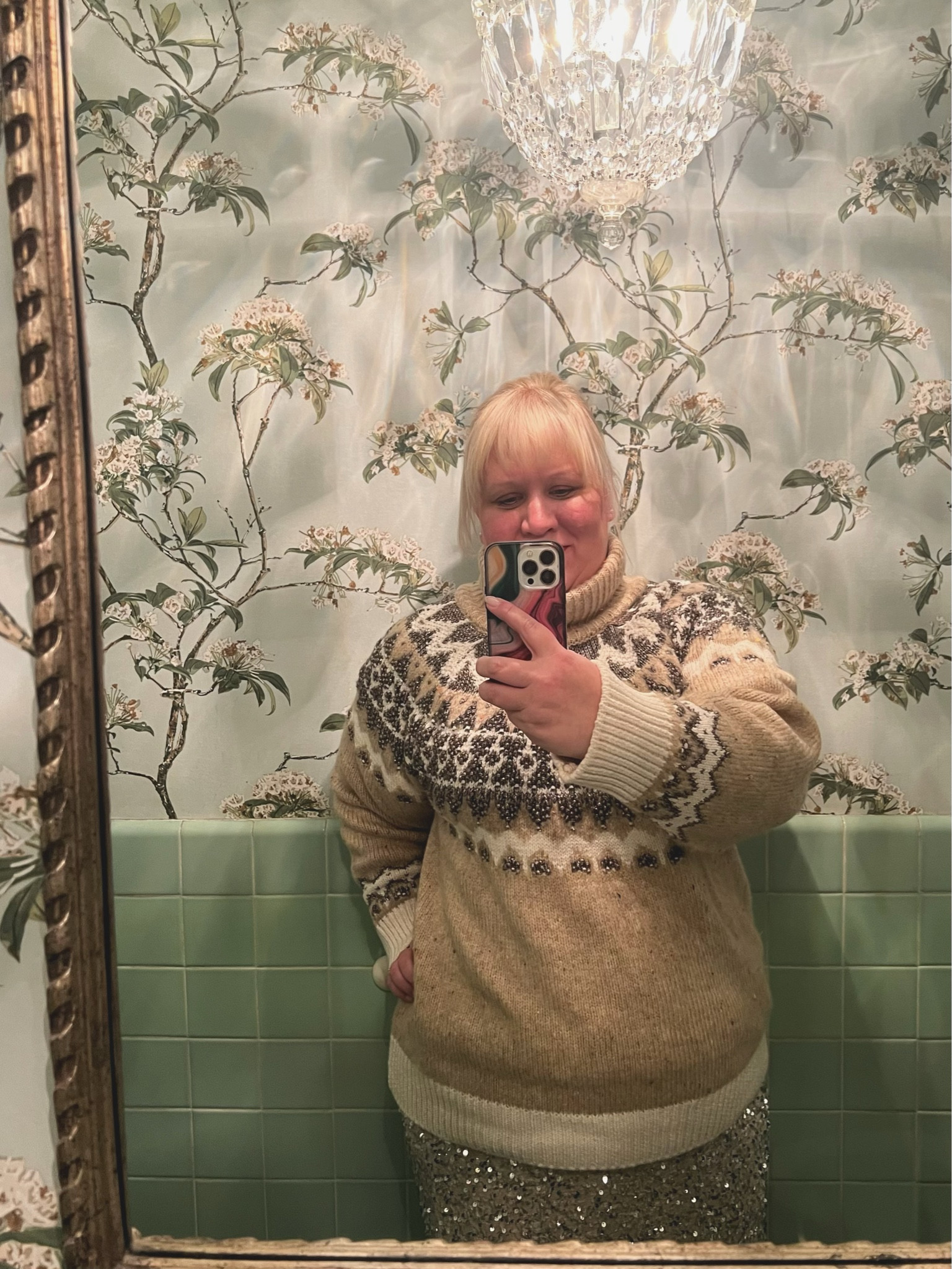 My first holiday outfit of the season and I think it’s going to be my favorite. The sweater is so pretty in person - sparkly detailing to coordinate with my sequin skirt ✨ 🪩 


#LTKOver40 #LTKHoliday #LTKPlusSize