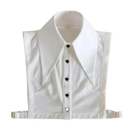 White Fake Collar Half Shirt Blouse Big Turn-Down Collar Simple Button Down Design Detachable and Adjustable with Straps - | Walmart (US)
