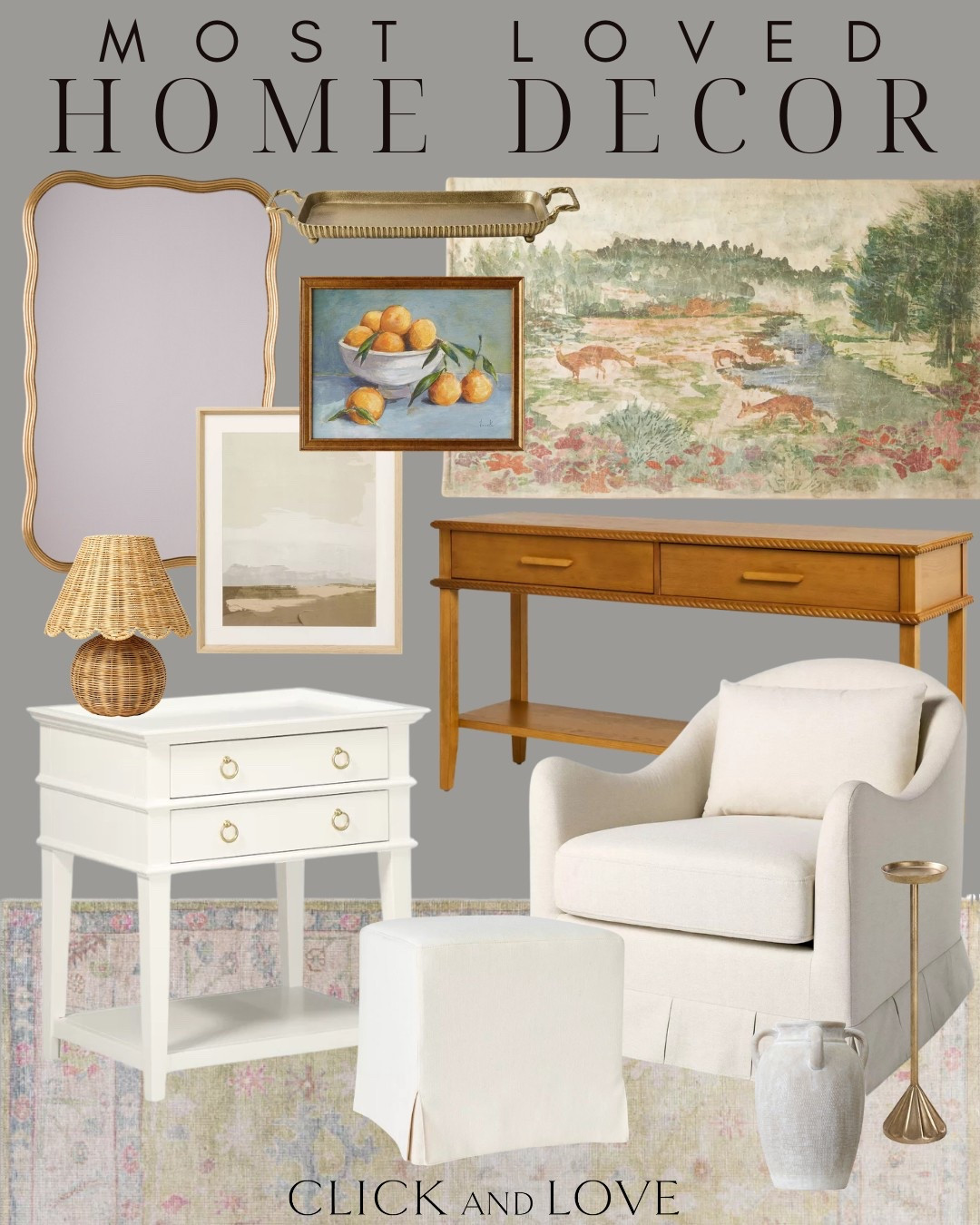 Most loved Home Decor finds from a mix of retailers! So many pretty finds that would elevate any space! 

Living room, bedroom, guest room, family room, spring style, Modern home decor, traditional home decor, budget friendly home decor, Interior design, shoppable inspiration, curated styling, beautiful spaces, classic home decor, style tip, look for less, designer inspired, wall art, framed art, ottoman, art, nightstand, home accents, pillows, throw pillow, accent chair, swivel, decorative tray, mirror, gold mirror, table lamp, console, tapestry

#LTKStyleTip #LTKFamily #LTKHome