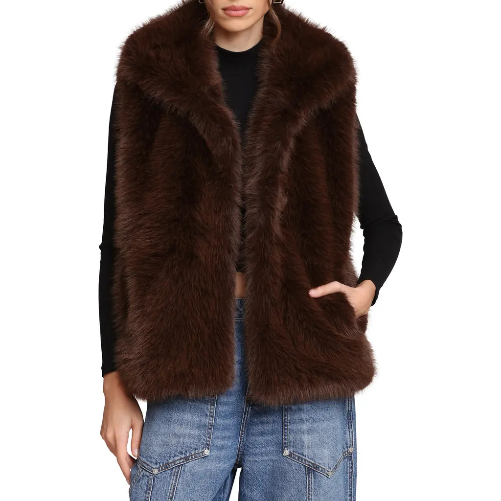 Avec Les Filles Oversize Faux Fur Vest in Chocolate at Nordstrom Rack, Size Large | Nordstrom Rack