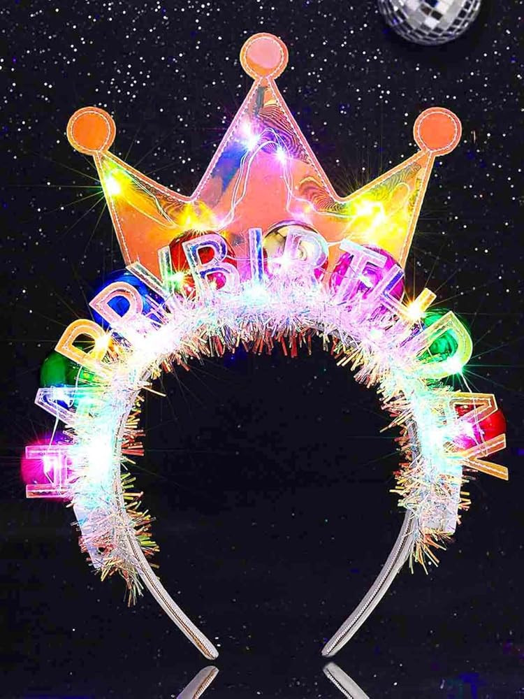 Zoestar Light Up Happy Birthday Crown Headband Glow Ball Hair Bands Sparkly Birthday Party Hair A... | Amazon (US)