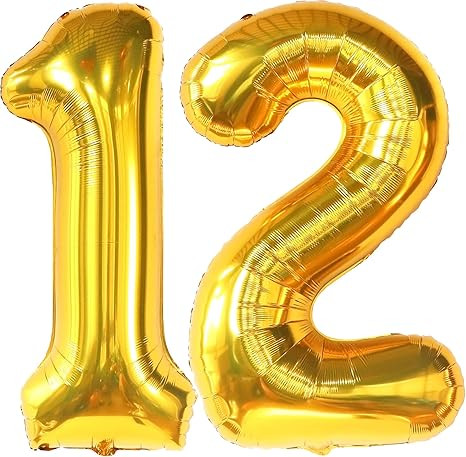 KatchOn, Giant Gold 12 Balloon Number - 40 Inch | 12 Number Balloons, 12th Birthday Decorations B... | Amazon (US)