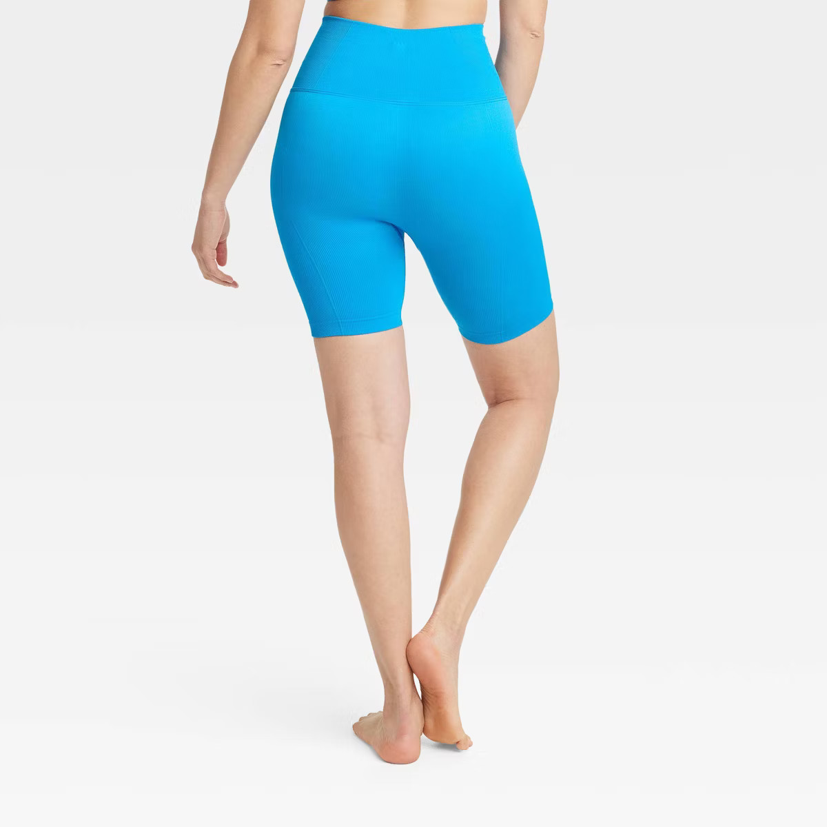 Women's Seamless High-Rise Rib Bike Shorts 6" - All In Motion™ Blue M | Target