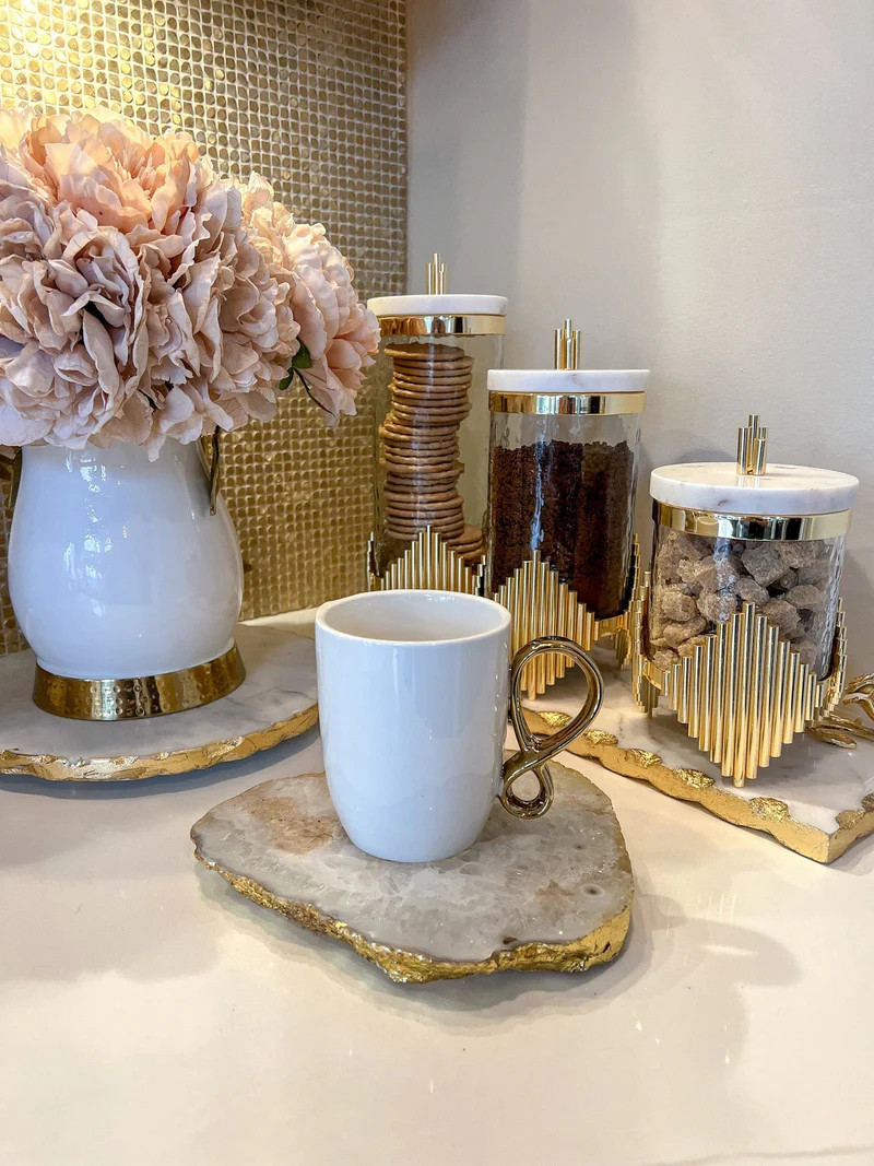 White Ceramic Coffee Mug with Gold Twisted Handle | Inspire Me! Home Decor