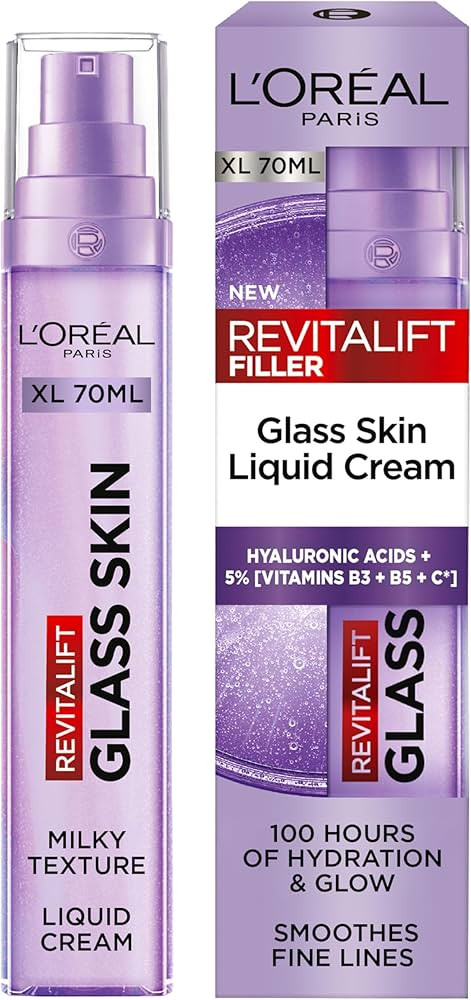 L'Oreal Paris Revitalift Filler Glass Skin Liquid Cream, Hybrid Milky Serum + Moisturiser, Korean... | Amazon (UK)