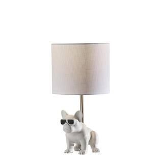 Simplee Adesso Sunny 16 in. White Ceramic with Brushed Steel Neck Table Lamp SL3706-02 - The Home... | The Home Depot