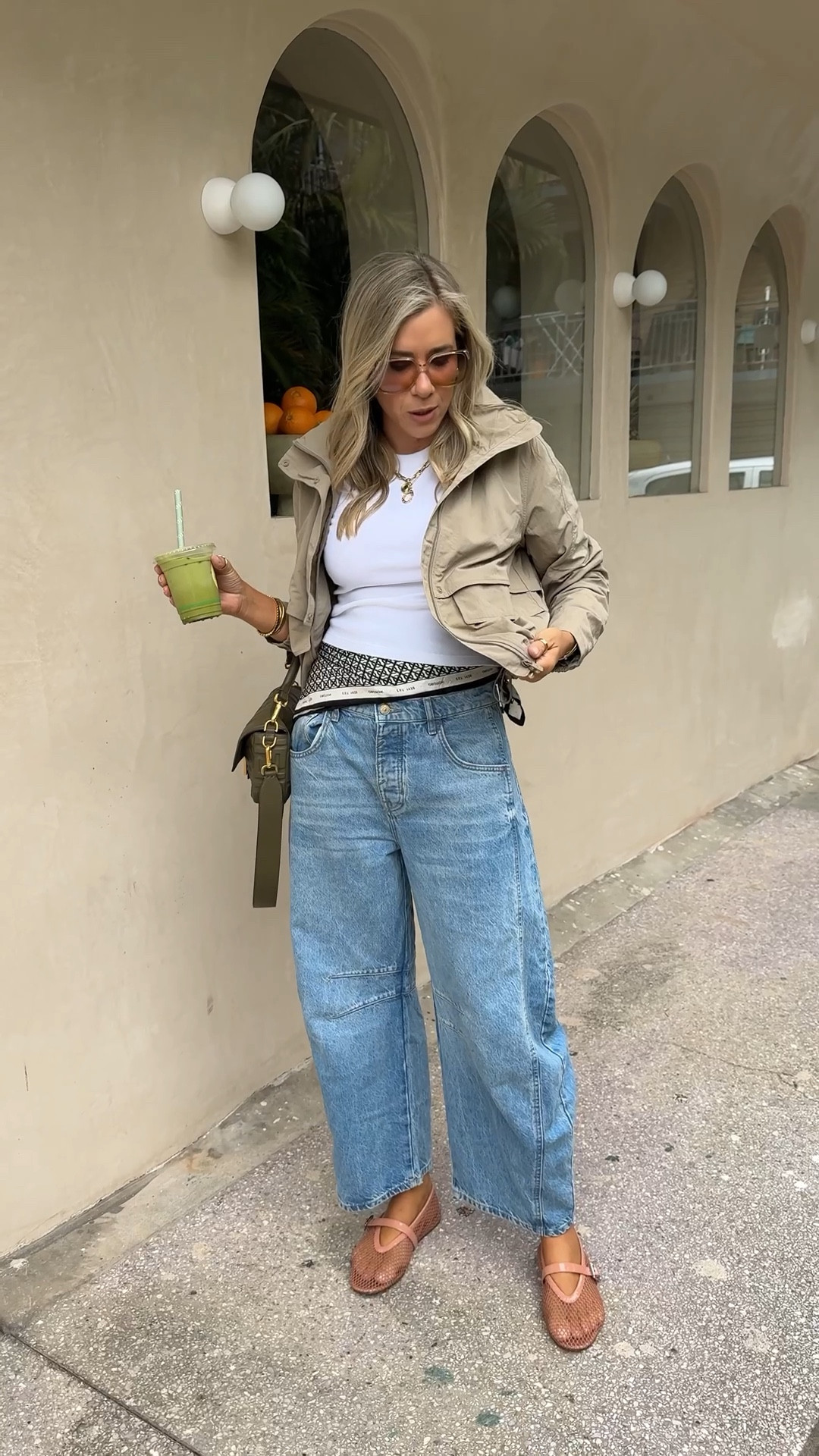 Off to meetings and matcha breaks

We The Free Good Luck Mid-Rise Barrel Jeans Ultra Light Beam size 28 Free People
Always Effortless Classic Fit Jacket Sheer Oak size US 6/AU 10 lululemon
Cotton Crew Shirt White size M Uniqlo
Ballet Flats Fishnet Blush size 40 Alaïa
Aly square-frame gold tone sunglasses Chloé
Scarf Vintage Oroton
Bag Fendi

#LTKstyletip #LTKaustralia #LTKjeans