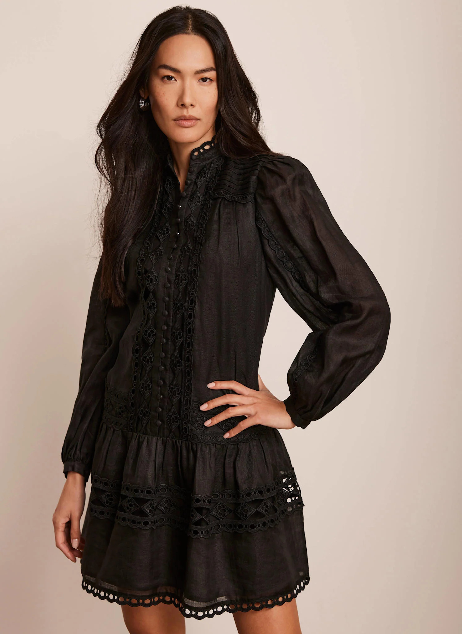 Black Lace Detail Mini Dress | Mint Velvet