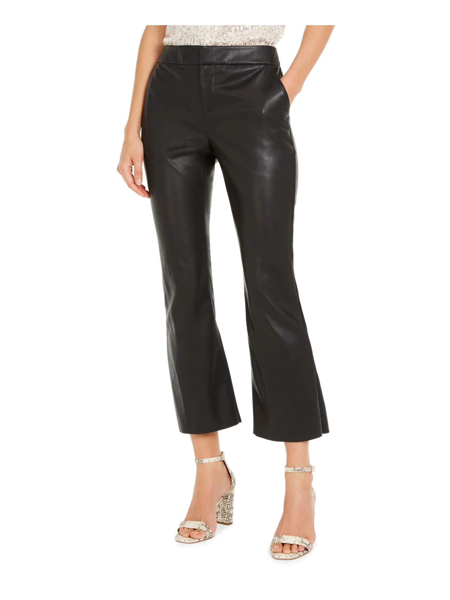 INC Womens Black Faux Leather Cropped Pants  Size 14 | Walmart (US)