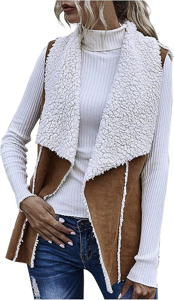 Annhoo Women'S Fleece Sherpa Vest Fall Fashion Warm Vests Lightweight Sleeveless Outerwear Vest W... | Amazon (US)