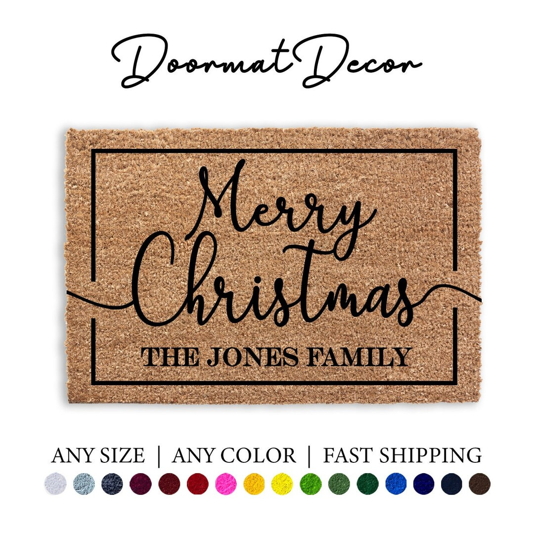 Personalized Merry Christmas Doormat, Merry Christmas Door Mat, Outdoor Welcome Mat, Flock Coir C... | Etsy (US)